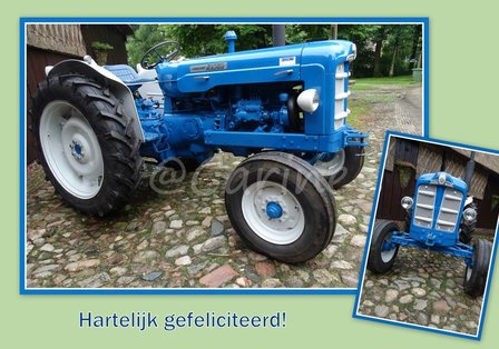 Tractor, blauw (Ansichtkaart)