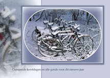 Fietsen in de sneeuw (Ansichtkaart)