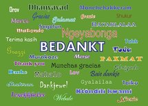 Bedankt, in talen (Ansichtkaart)