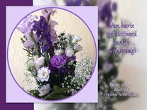 Felicitatie, paars boeket (Ansichtkaart)