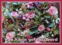 Felicitatie, bloemstuk (Ansichtkaart)