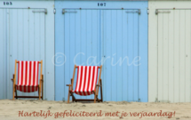 Strandstoelen felicitatie (Ansichtkaart)