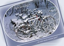 Fietsen in de sneeuw (Ansichtkaart groot)